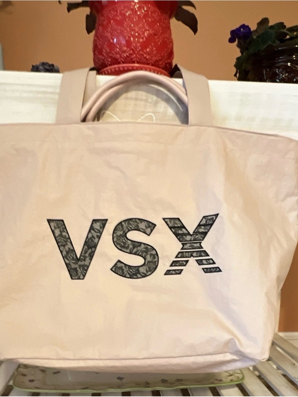 Victoria's Secret Pale Pink Tote with Black VSX Logo